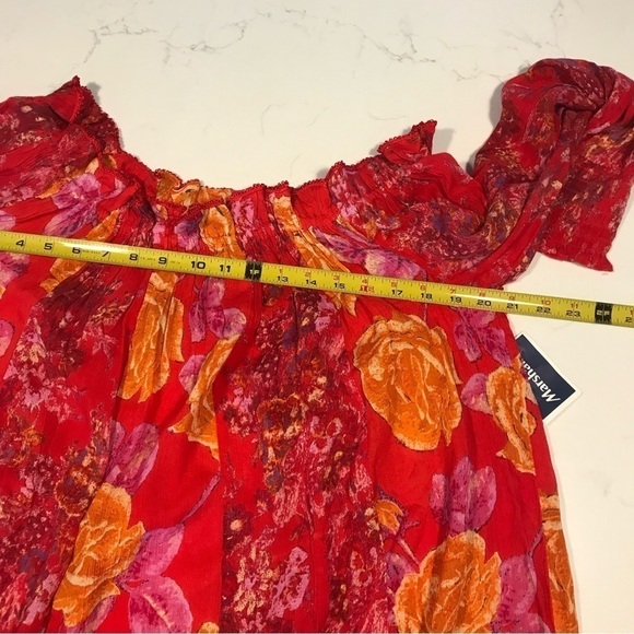 Free People fuscia floral off the shoulder long sleeve tunic - Picture 13 of 13